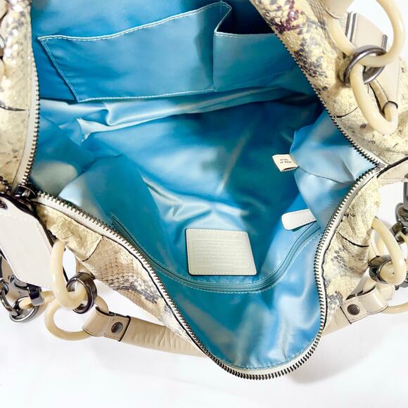 Coach Kristin Python Snakeskin Tote Satchel Shoulder Metallic Limited Edition - Picture 13 of 16